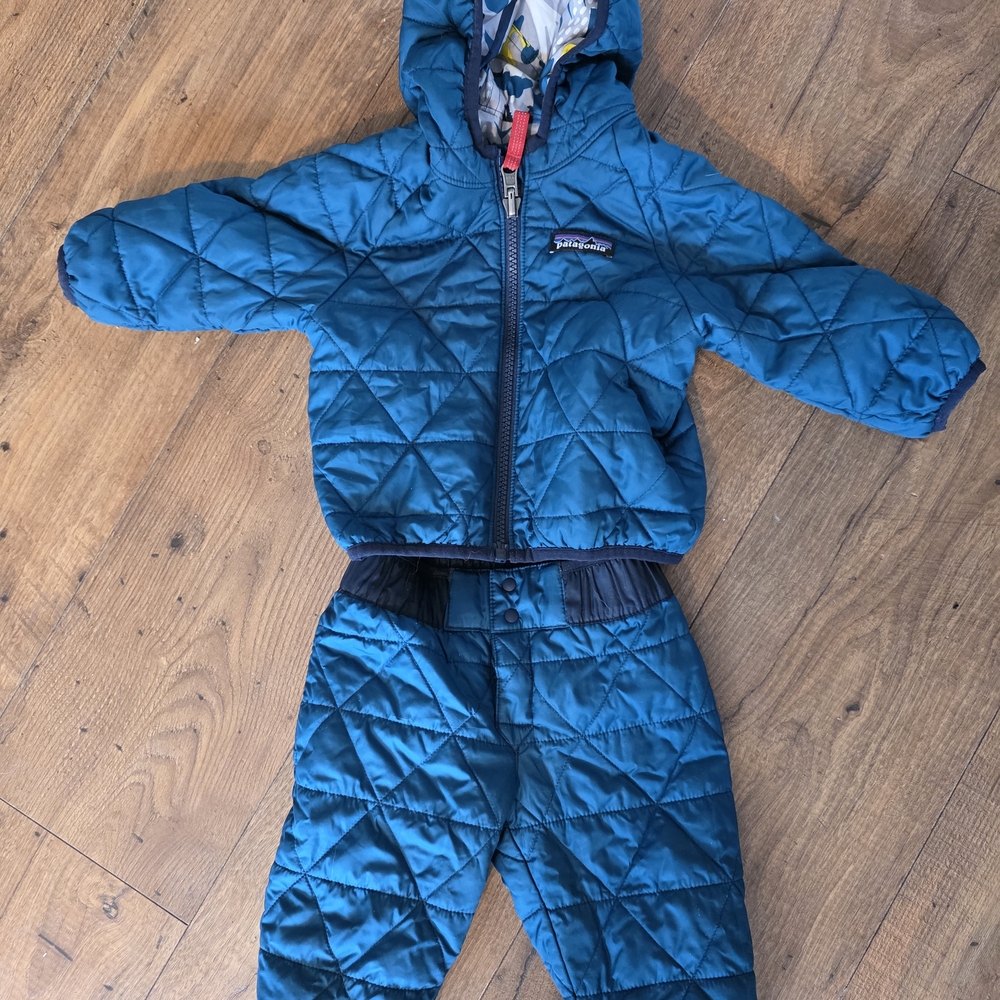 Patagonia Kids Teal Quilted Puffer Jacket and Pants